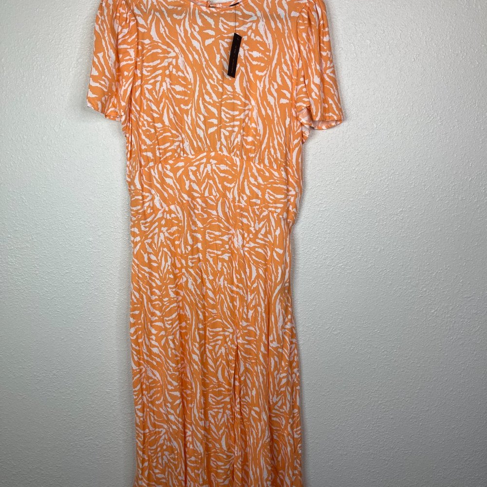 NEW AFRM Jamie Print Open Back Short Sleeve Dress In Coral Zebra Size XXL - Picture 6 of 6